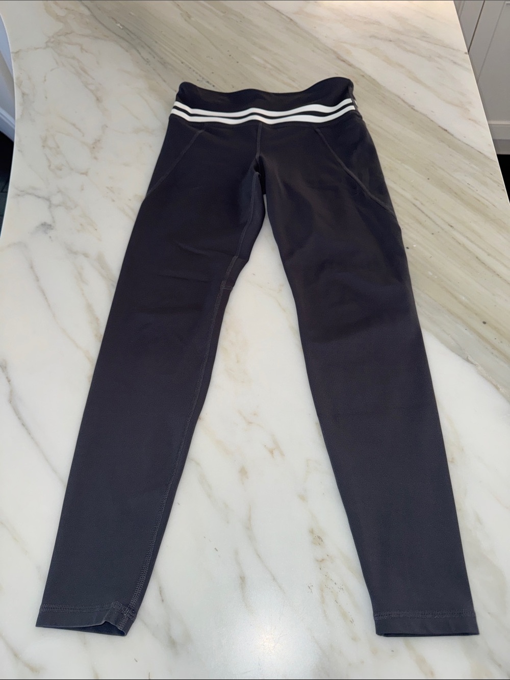 Lilybod Black Leggings with White Striped Waistband